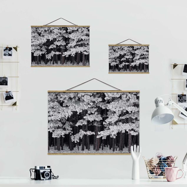 Fabric print with poster hangers - Forest With Hoarfrost In Austria