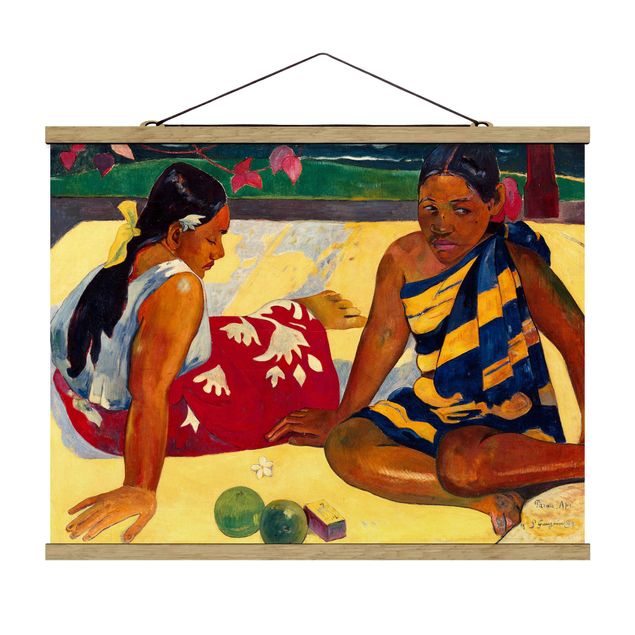 Fabric print with poster hangers - Paul Gauguin - Parau Api (Two Women Of Tahiti)