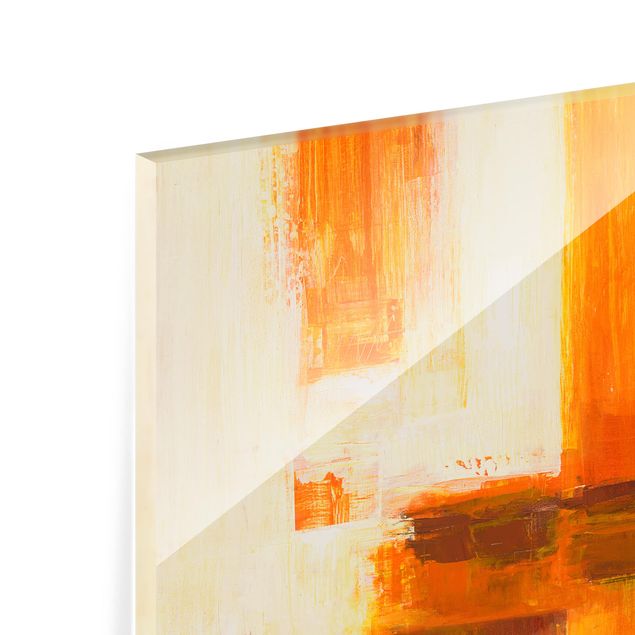 Glass Splashback - Petra Schüßler - Composition In Orange And Brown 01 - Square 1:1