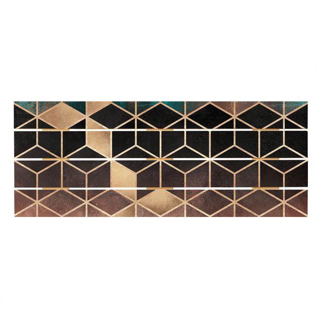 Print on wood - Turquoise Rosé Golden Geometry
