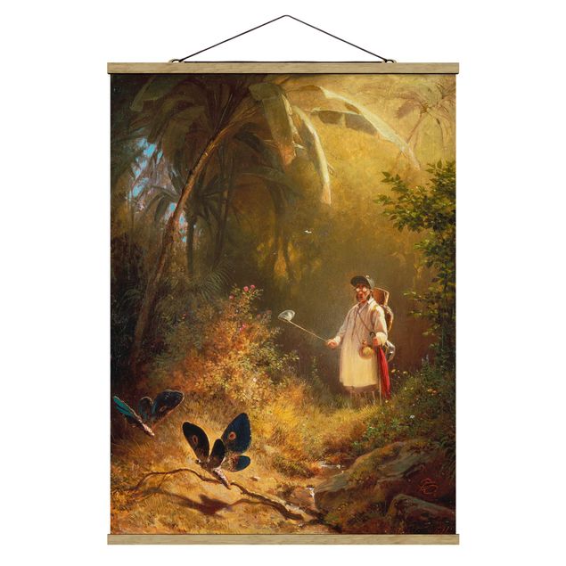 Fabric print with poster hangers - Carl Spitzweg - The Butterfly Hunter