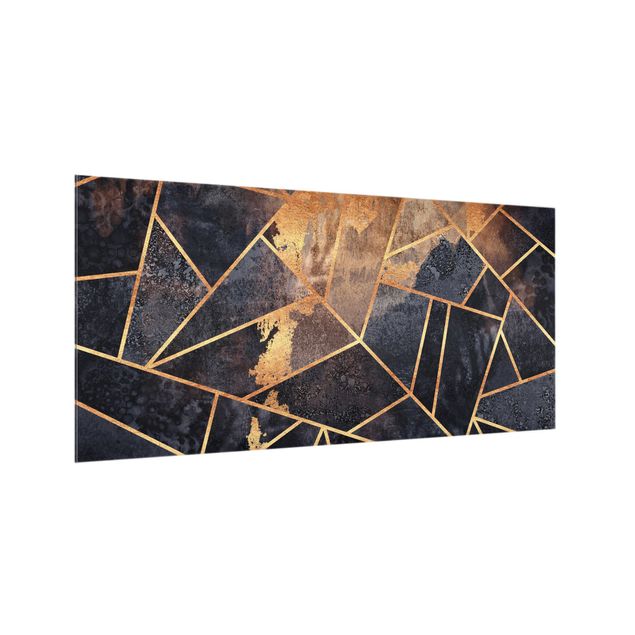Glass splashback kitchen abstract Onyx With Gold