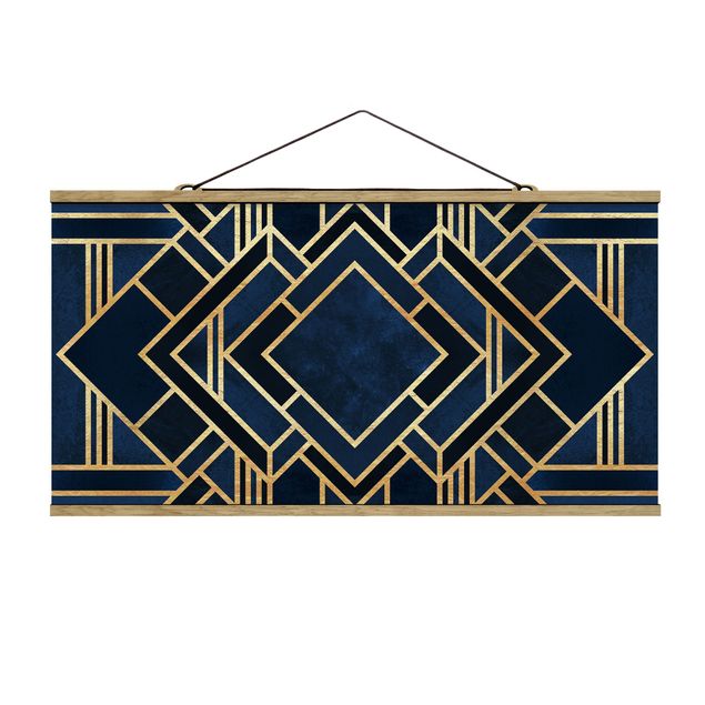 Fabric print with poster hangers - Art Deco Gold
