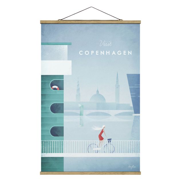 Fabric print with poster hangers - Travel Poster - Copenhagen