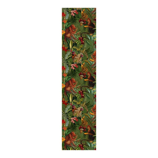 Sliding panel curtain - Tropical Flowers With Monkeys