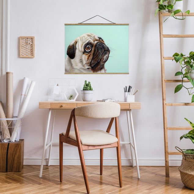 Fabric print with poster hangers - Reward For Pug