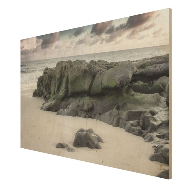 Print on wood - Rock On The Beach