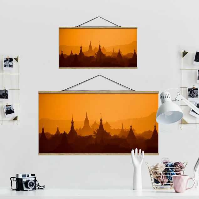 Fabric print with poster hangers - Temple City In Myanmar