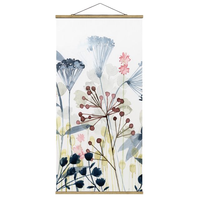 Fabric print with poster hangers - Wildflower Watercolour I