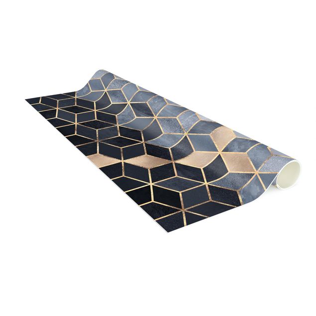 Modern rugs Blue White Golden Geometry