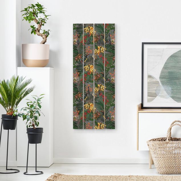 Coat rack - Tropical Ferns With Tucan Green