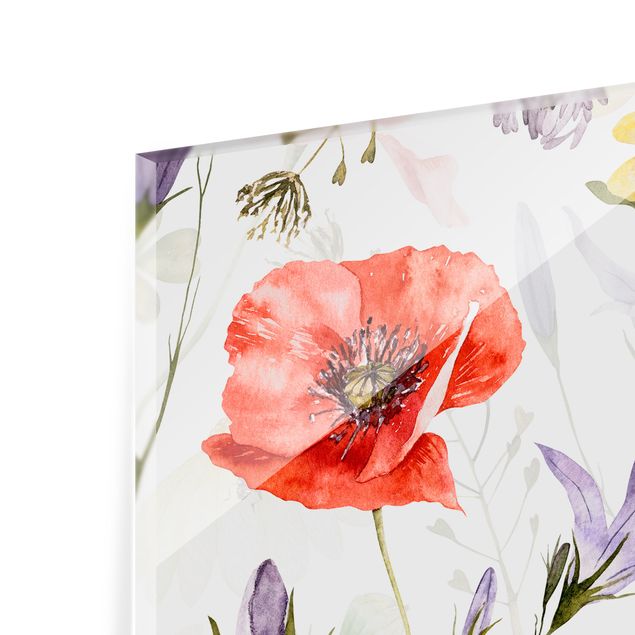 Splashback - Ladybird With Poppies In Watercolour - Landscape format 1:1