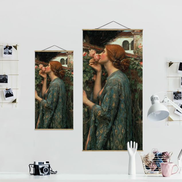 Fabric print with poster hangers - John William Waterhouse - The Soul Of The Rose