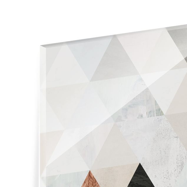 Glass Splashback - Watercolor Mosaic With Triangles I - Square 1:1