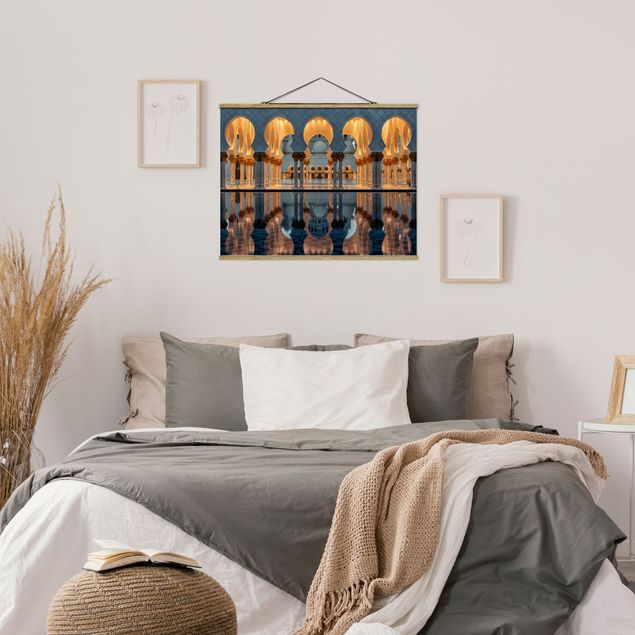 Fabric print with poster hangers - Reflections In The Mosque
