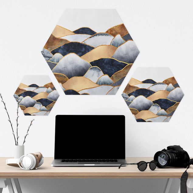Forex hexagon - Golden Mountains Watercolour