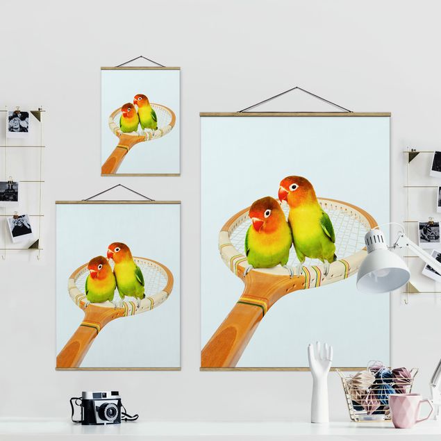 Fabric print with poster hangers - Tennis With Birds