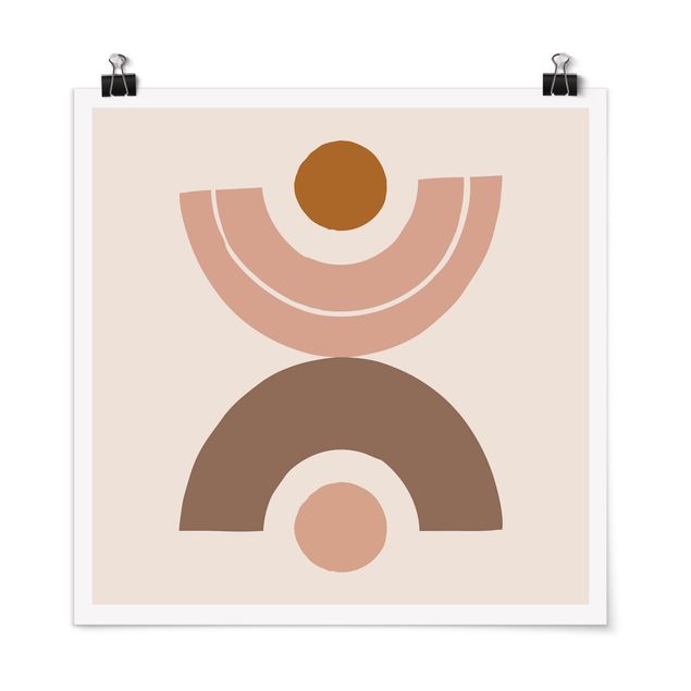 Poster - Line Art Pastel Abstract Shapes