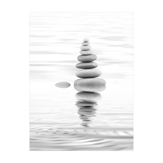 Black and white rugs Stone Tower In Water Black And White