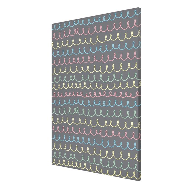 Magnetic memo board - Drawn Pastel Coloured Squiggly Lines On Grey Backdrop