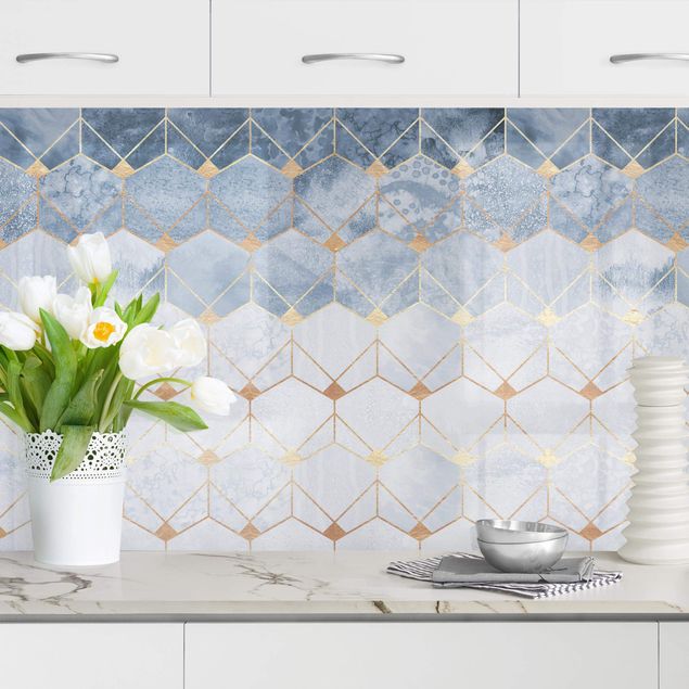 Kitchen splashback patterns Blue Geometry Golden Art Deco II