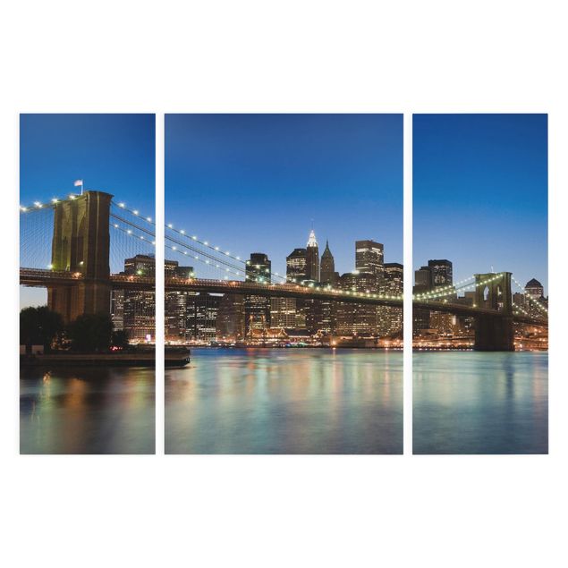 Print on canvas 3 parts - Brooklyn Bridge In New York