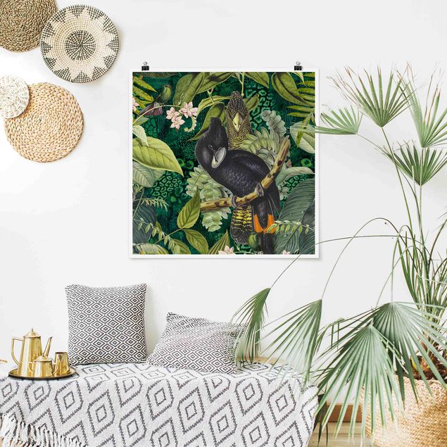 Poster - Colourful Collage - Cockatoos In The Jungle