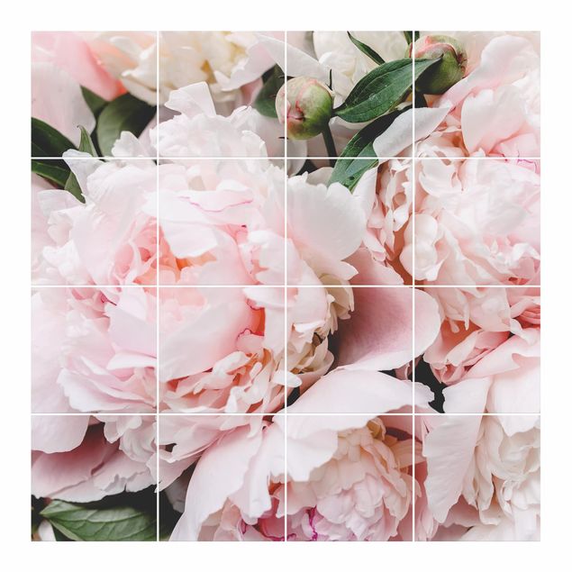 Tile sticker with image - Peonies Light Pink