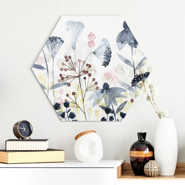 Alu-Dibond hexagon - Wildflower Watercolour I