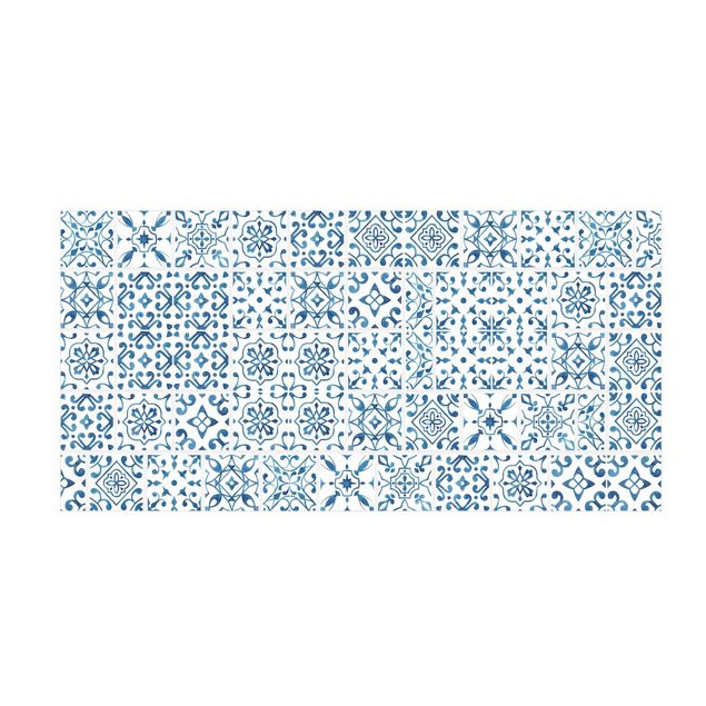 contemporary rugs Tile Pattern Blue White