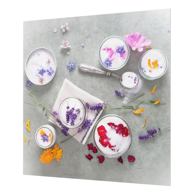 Glass Splashback - Edible Flowers With Lavender Sugar - Square 1:1
