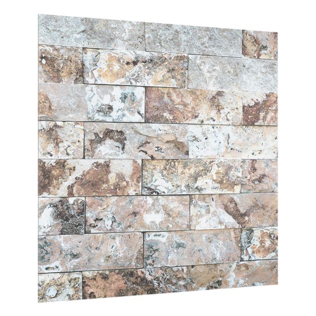 Glass splashback kitchen Natural Marble Stone Wall