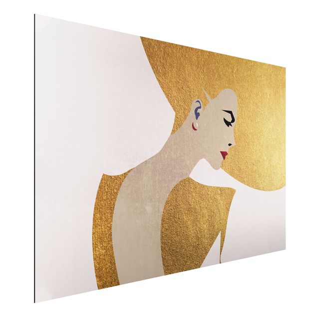 Dibond Lady With Hat Golden