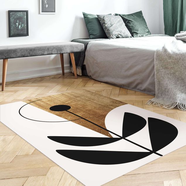 modern area rugs Abstract Shapes - Flower Gold