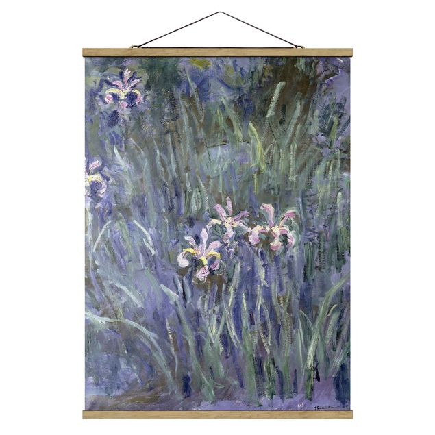 Fabric print with poster hangers - Claude Monet - Iris
