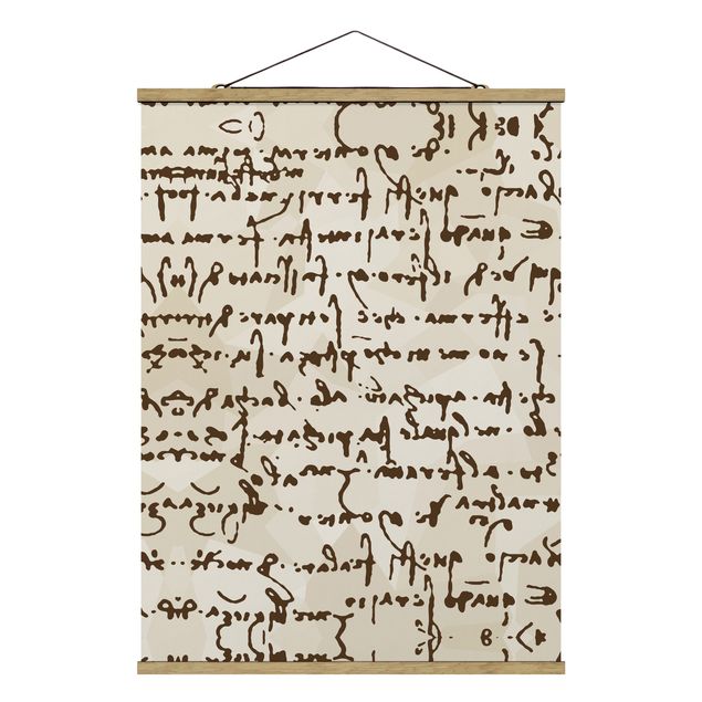 Fabric print with poster hangers - Da Vinci Manuscript