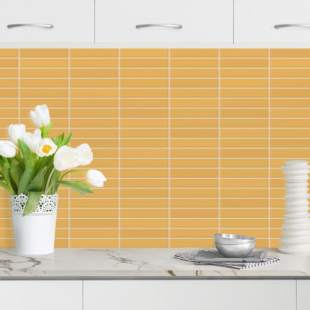 Kitchen splashback plain Metro Tiles - Orange