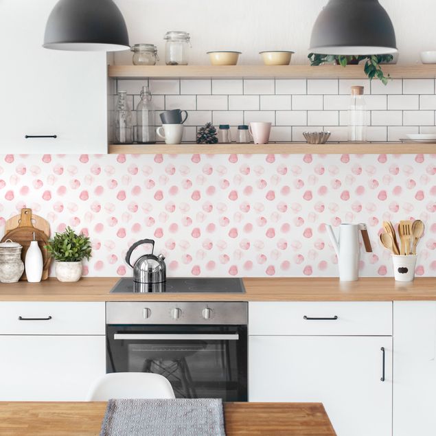 Kitchen wall cladding - Watercolour Dots Rosa