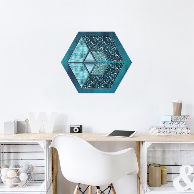 Hexagon Picture Forex - Blue Hexagon With Gold Outline
