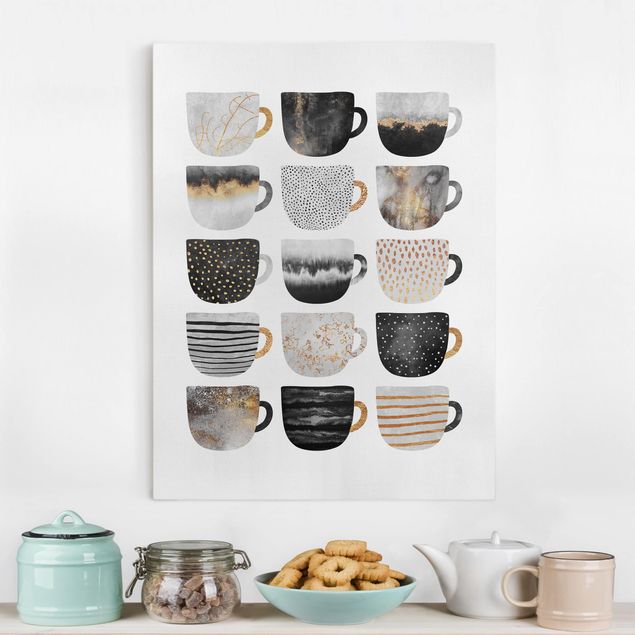 Canvas print - Golden Mugs Black White