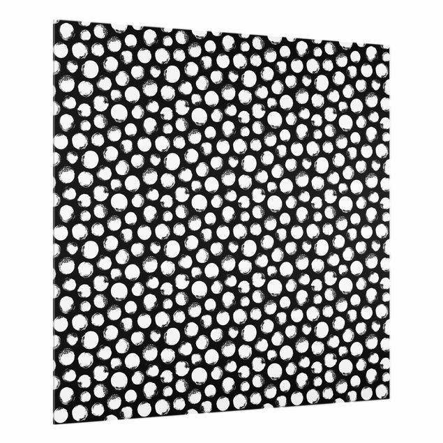 Splashback - White Ink Polka Dots On Black - Square 1:1