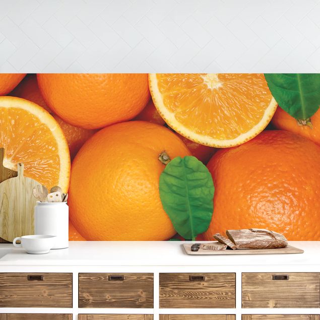 Kitchen splashback frutta and vegetables Juicy oranges
