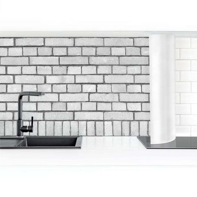 Kitchen wall cladding - Brick Wall White