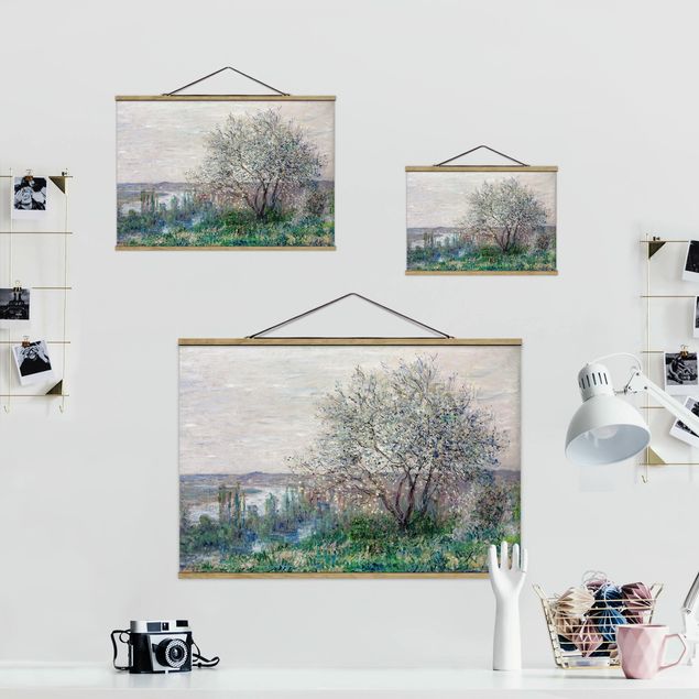 Fabric print with poster hangers - Claude Monet - Spring in Vétheuil