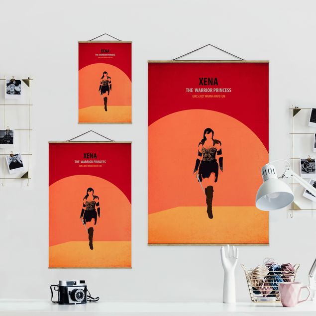 Fabric print with poster hangers - Film Poster Xena