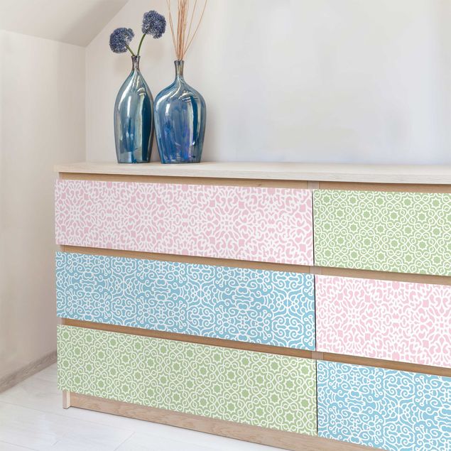 Adhesive film for furniture - 3 Arabian Pattern In Pastel Colours - Rosé Mint Pastel Blue