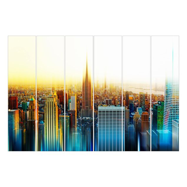Sliding panel curtains set - Manhattan Abstract