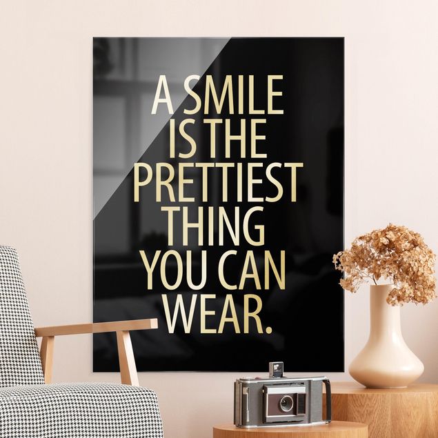 Glass print - A smile is the prettiest thing Black - Portrait format
