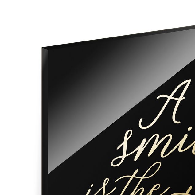 Glass print - A Smile is the prettiest thing Sans Serif Black - Portrait format