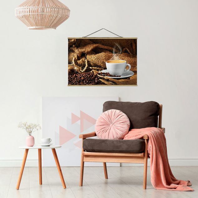 Fabric print with poster hangers - Morning Coffee